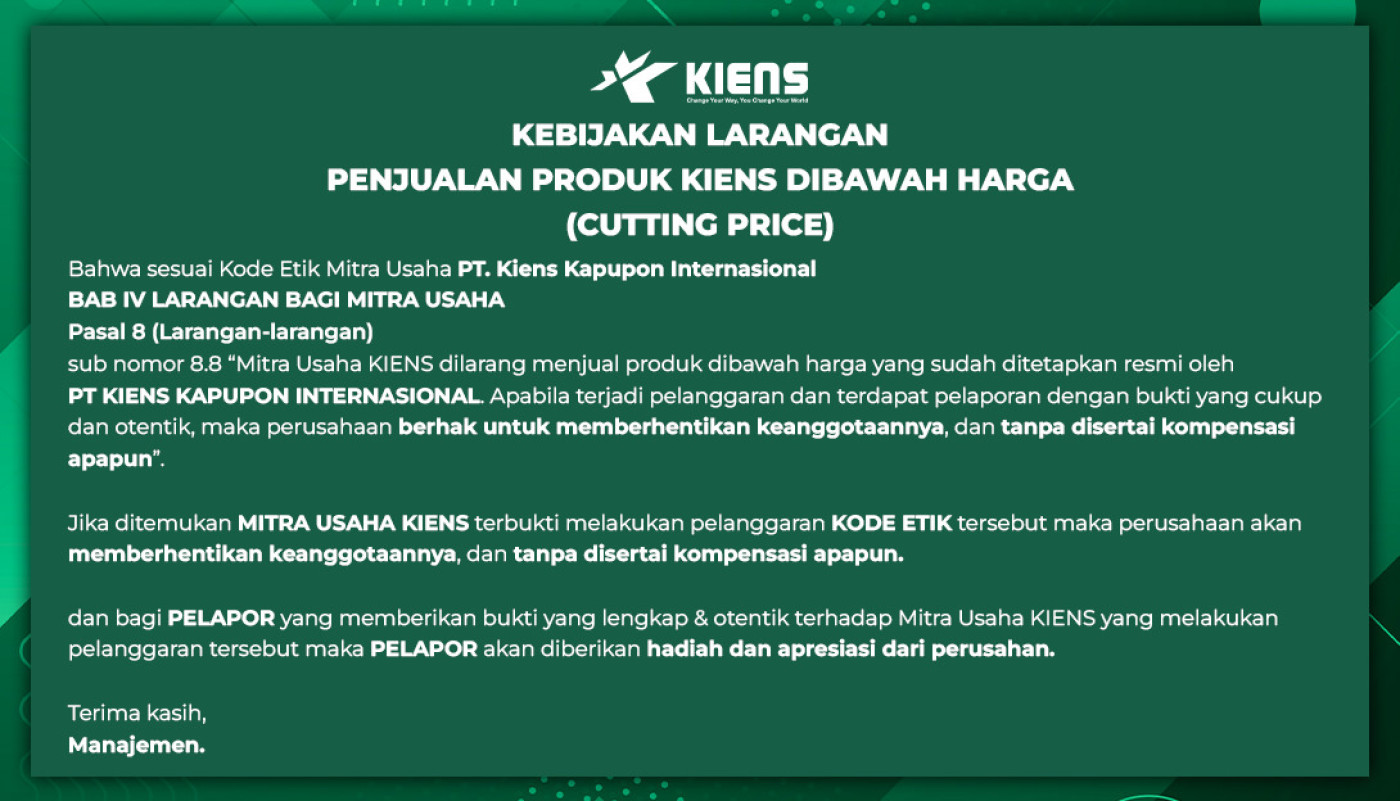 KEBIJAKAN LARANGAN CUTTING-PRICE